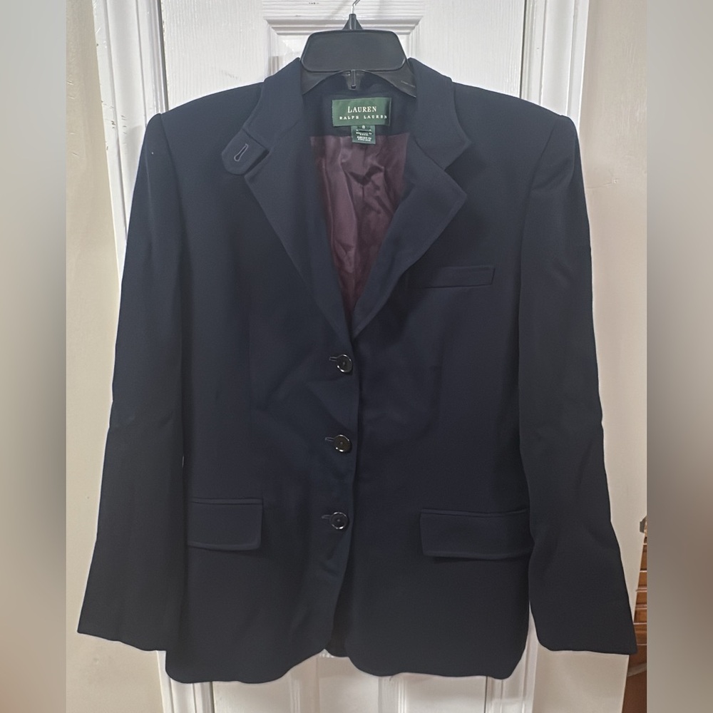 Vintage Lauren Ralph Lauren Blazer Jacket Women's Size 8 Wool Equestrian (mix21)
